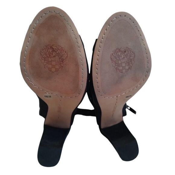 Vince Camuto Black Sammson Suede Leather Peep Toe Strappy Heel Sandal Women's 9 - Picture 5 of 13